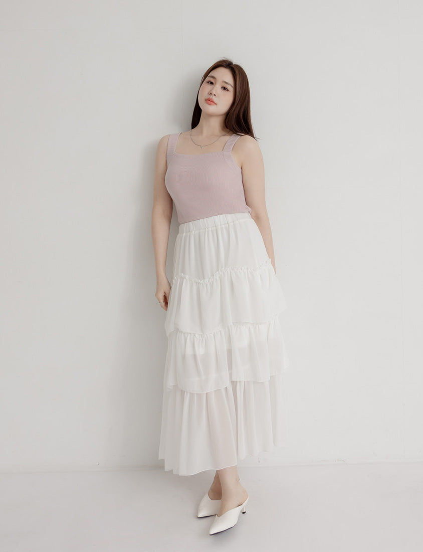 MISS. Ice Silk Lyocell Bra Bulges Support Knit Plus Size Tank Top
