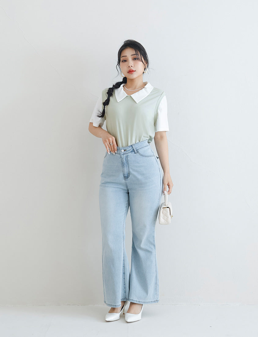 MISS. Lyocell Cooling Faux Two-Piece Plus Size Top