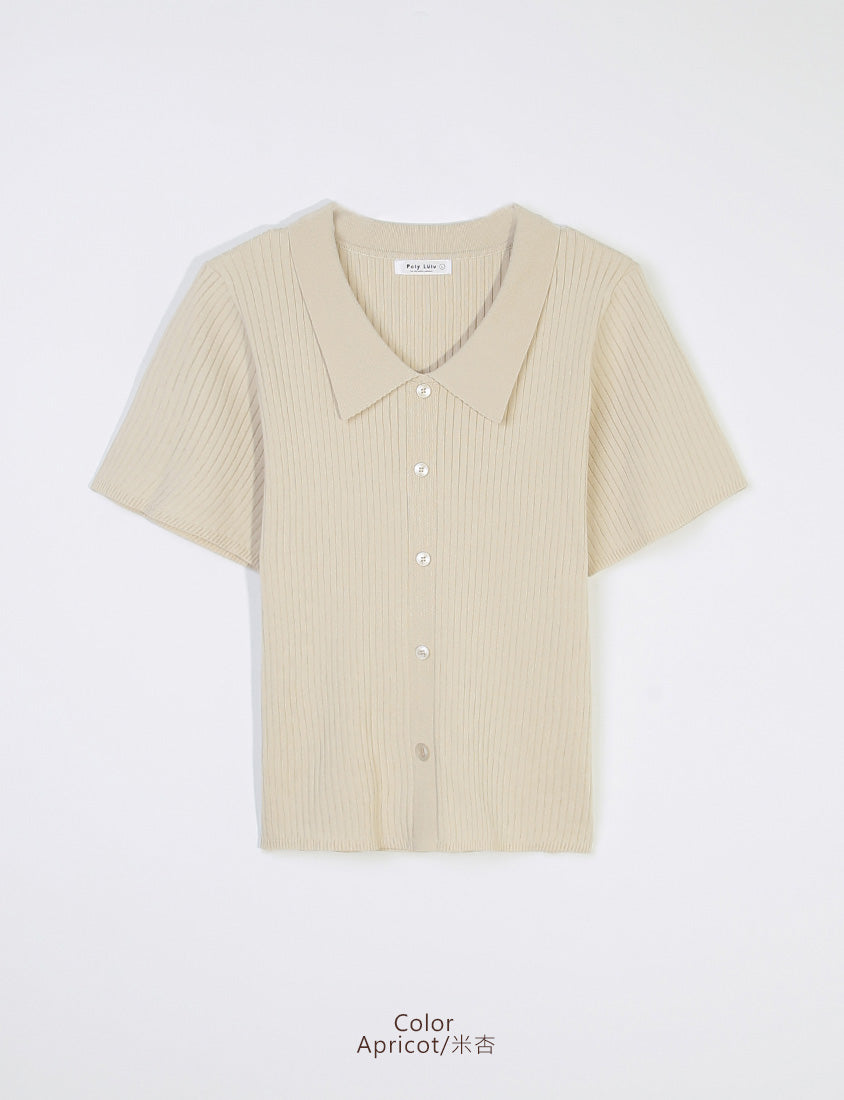 MISS. Versatile Icy Silk Faux Button Collar Plus Size Top