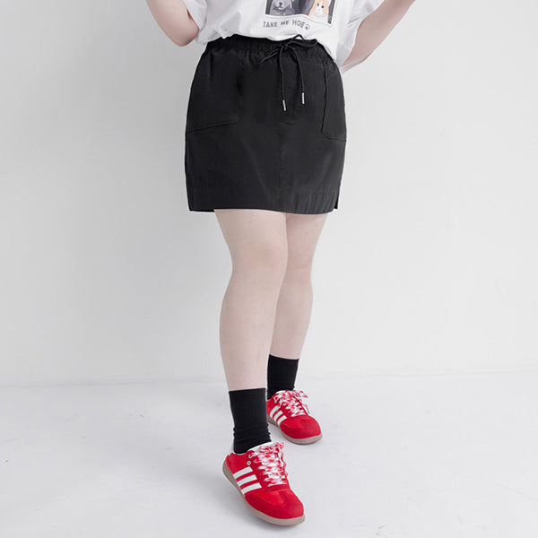 Unique PO’NYO Cargo Elastic Waist Plus Size Short Skirt (with Shorts)