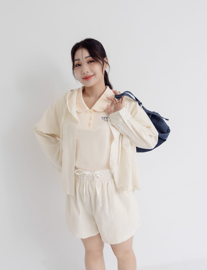 Bubble Stripe Layered-Look Plus Size Shorts
