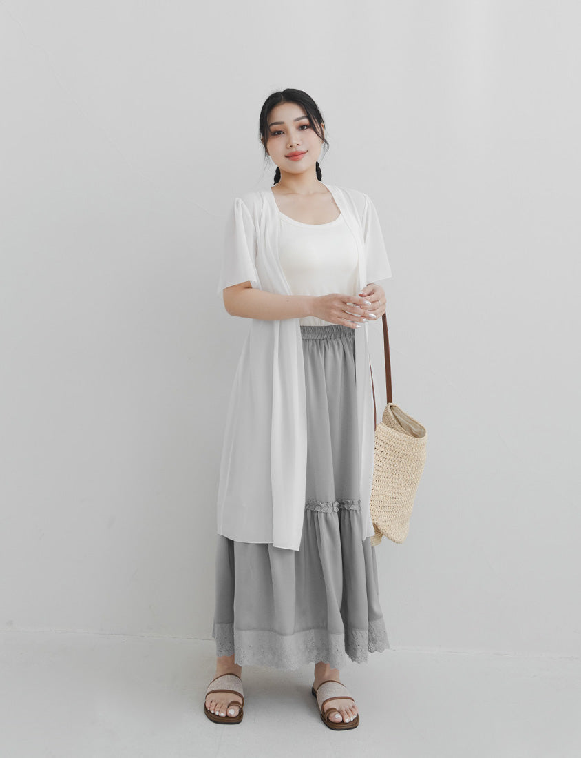 Sheer Vacation-Style Plus Size Long Cover-Ups (with Waist Tie)