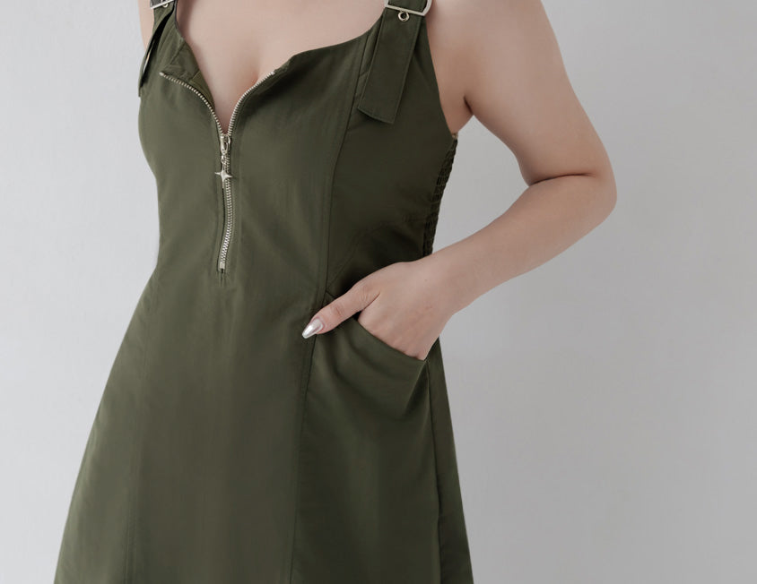 MUA! Adjustable Cargo Zip-Up Plus Size Cami Dress