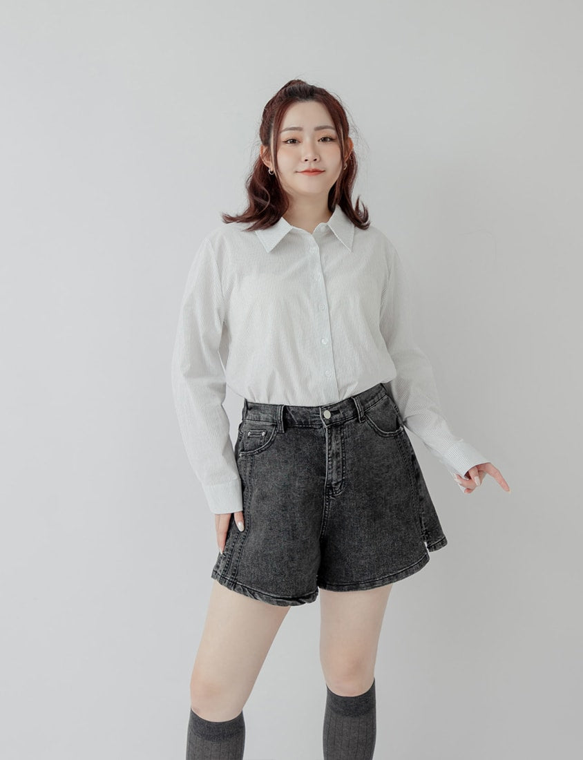 Classic Versatile Plus Size Striped Shirt