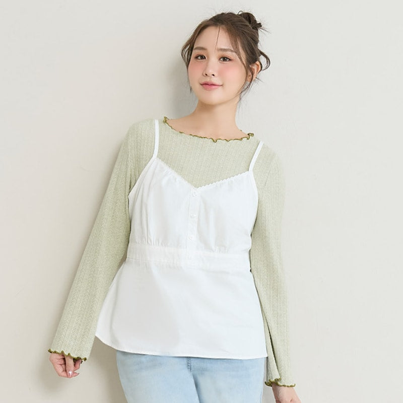 Lace V-Neck Adjustable Waist Plus Size Tank Top