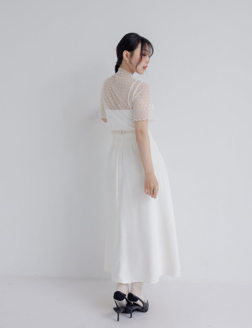 MISS. Wrinkle-Resistant Tummy Flattering with Back Elastic Plus Size Tailored Maxi Skirt