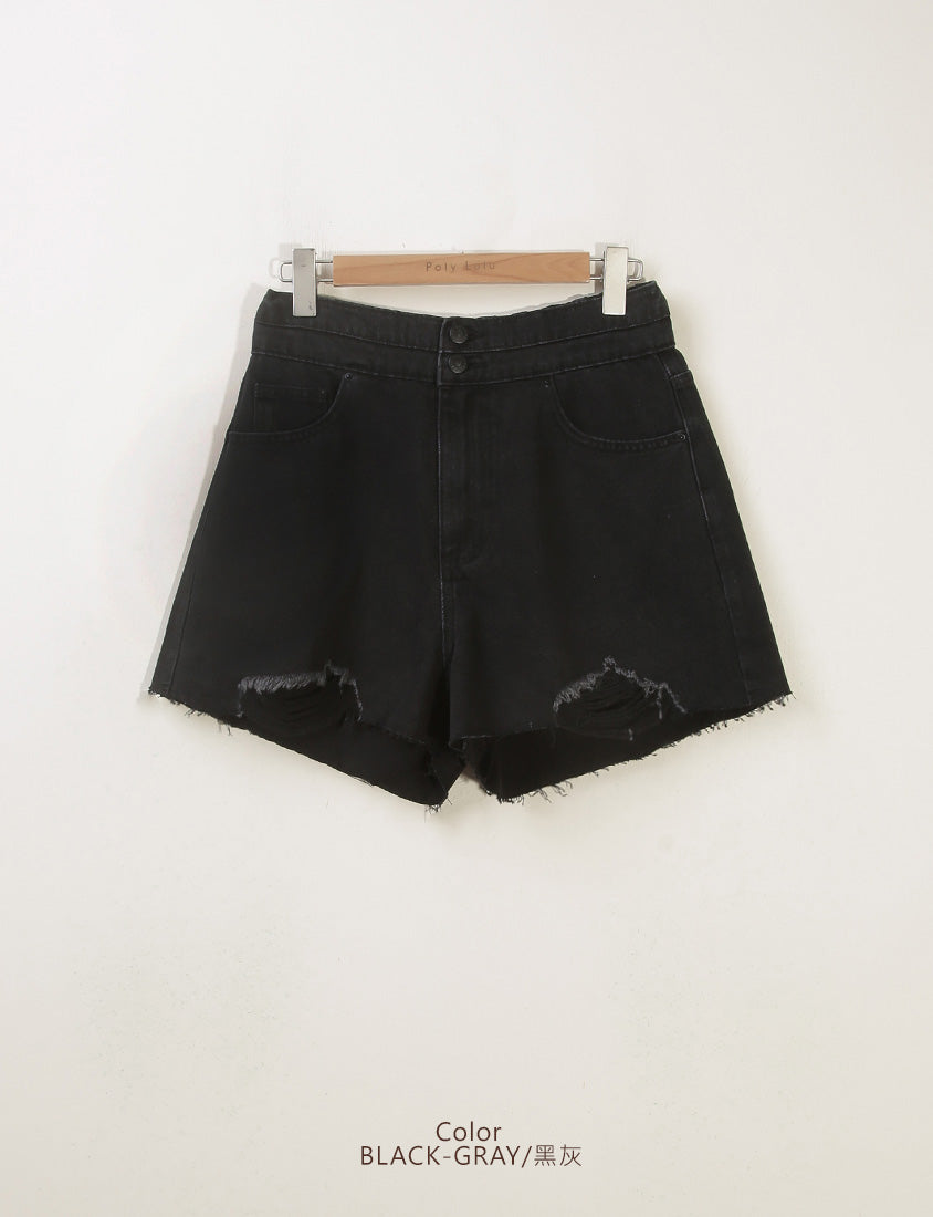 MUA! Edgy Raw-Hem Distressed Plus Size Denim Shorts