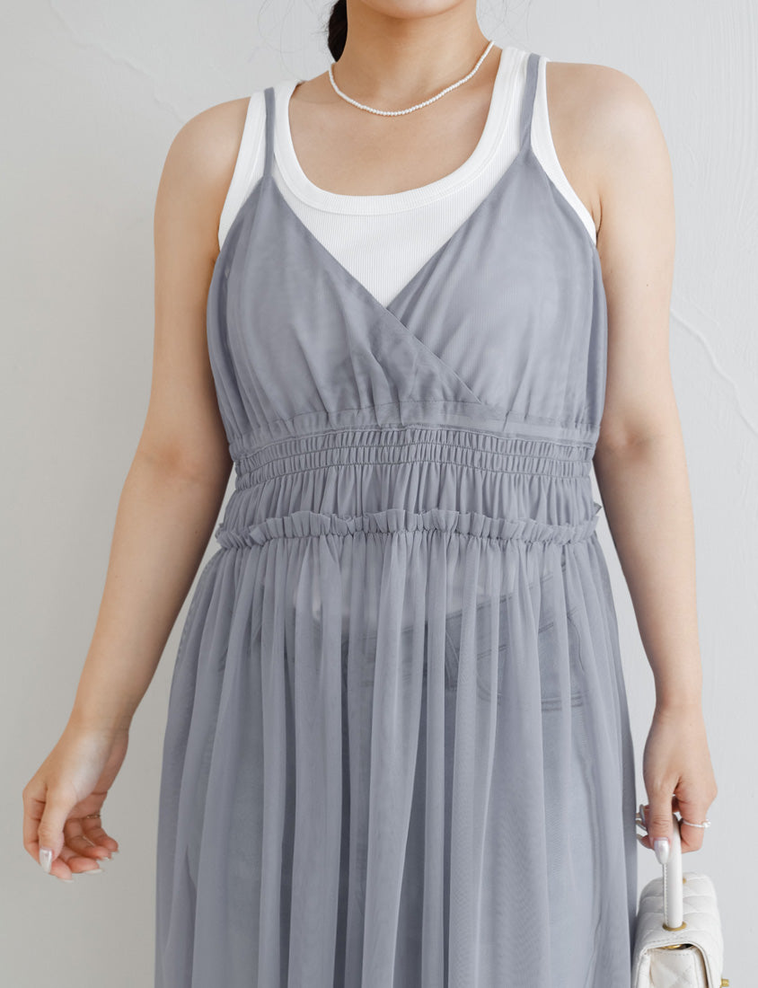 MISS. Layered Sheer MeshPlus Size Camisole