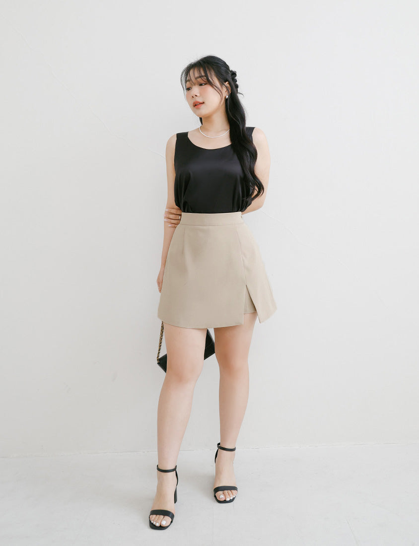 MISS. Elegant Satin Sheen Crew-Neck Plus Size Tank Top
