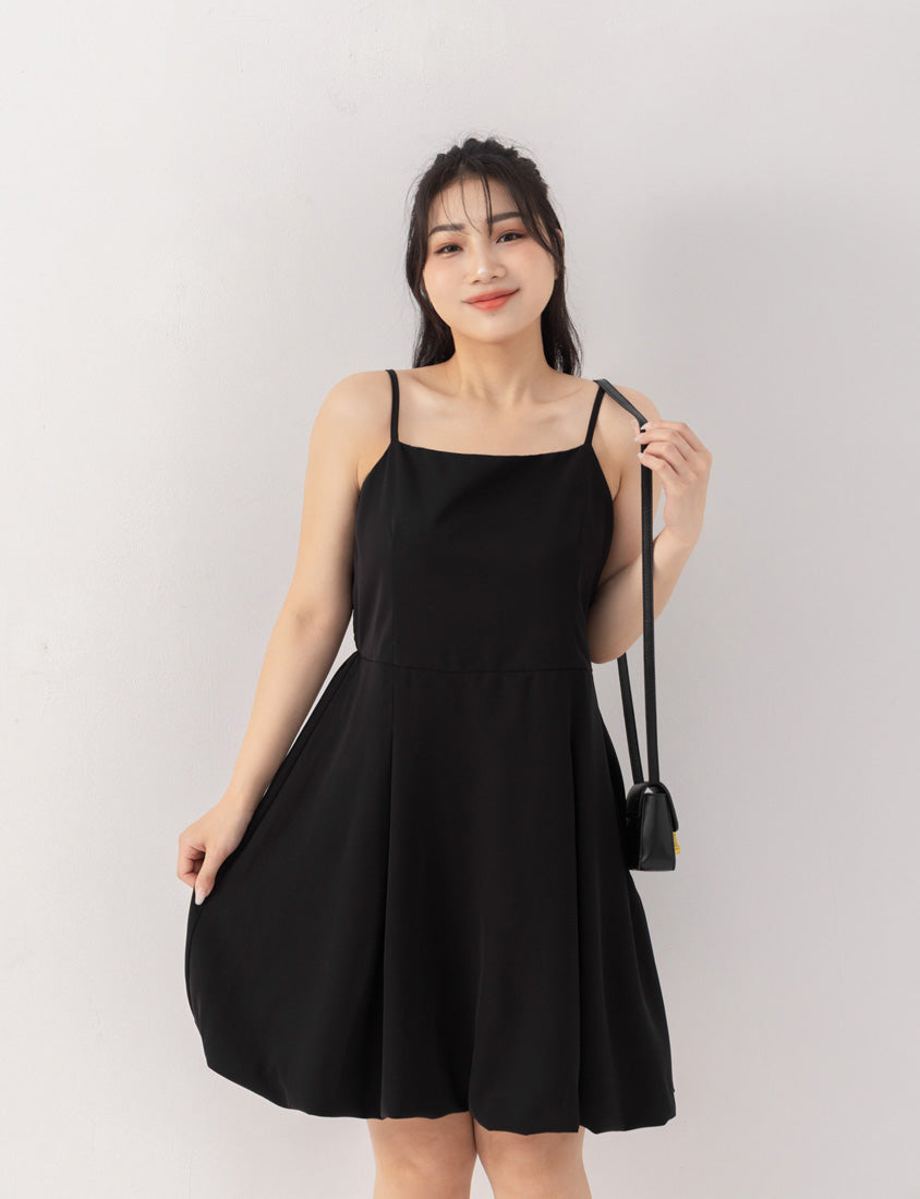 Japanese Style Adjustable Bubble Hem Plus Size Mini Dress