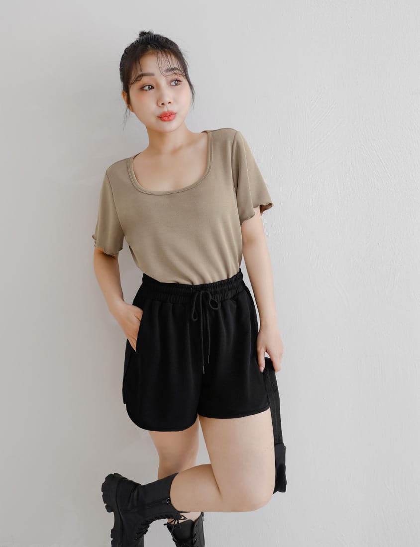 MISS. Casual Slit Drawstring Plus Size Shorts