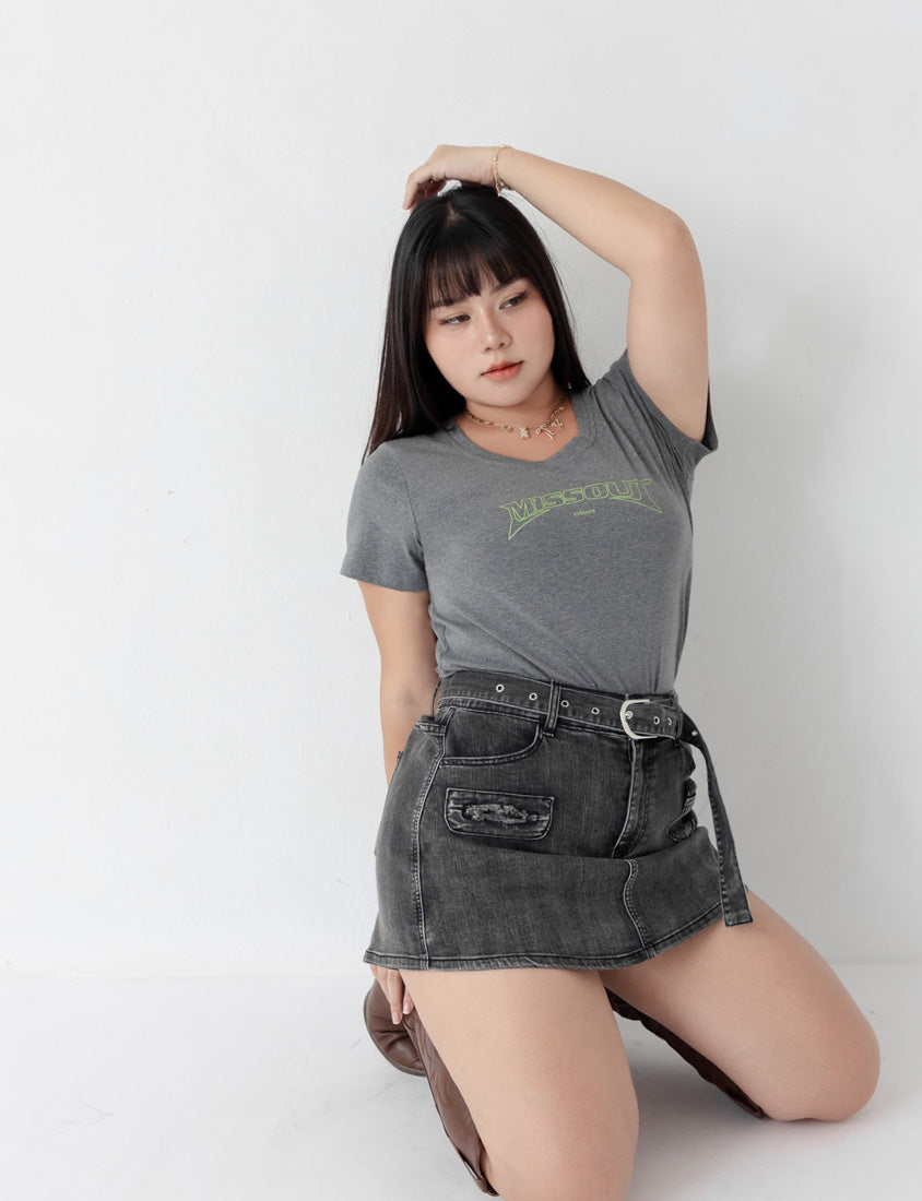 MUA! Washed Plus Size Denim Shorts (with Belt)