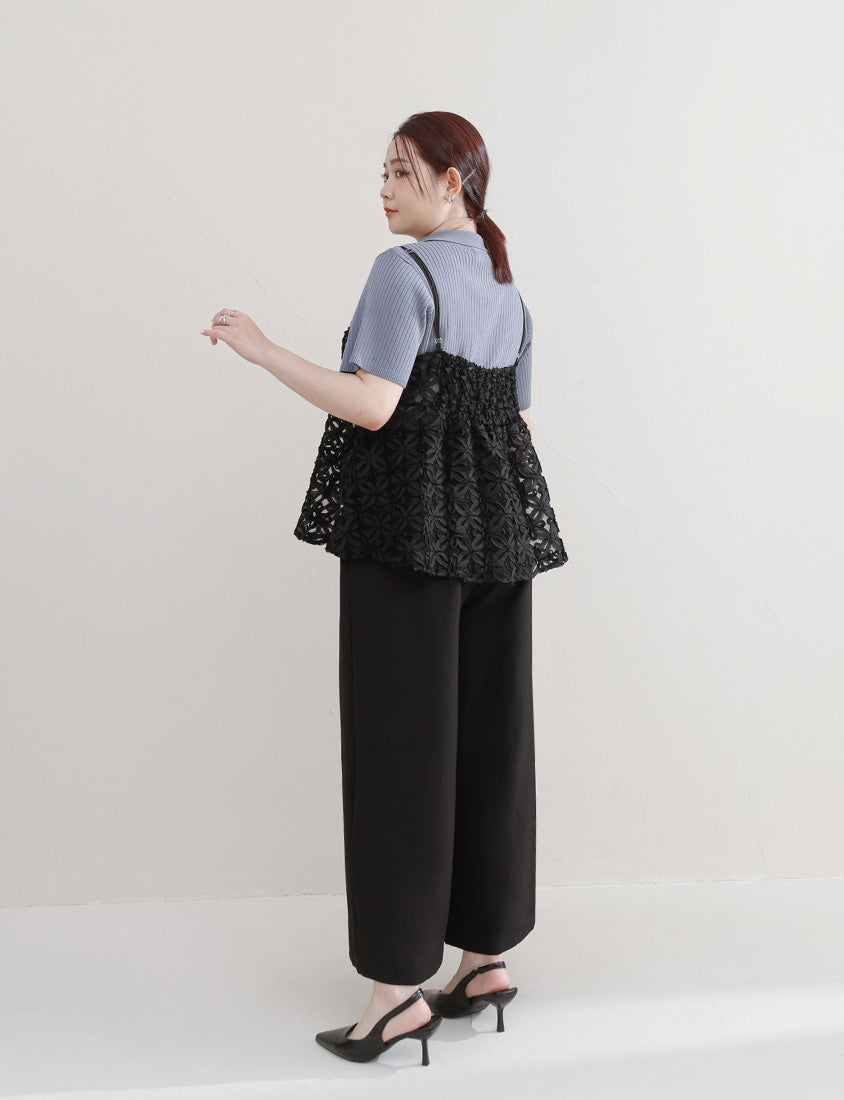 MISS. Pear-Shaped Friendly Wrinkle-Resistant Plus Size Wide Leg Trousers