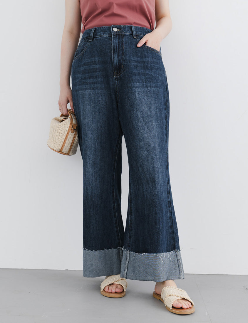 Bold Cuffed Plus Size Flare Jeans