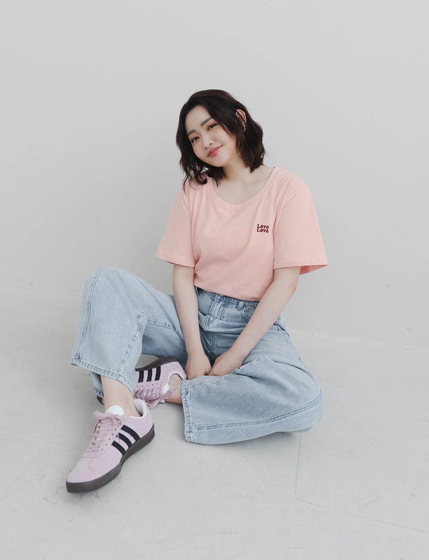 LOVE Soft Color-Block Plus-Size Embroidered Tee