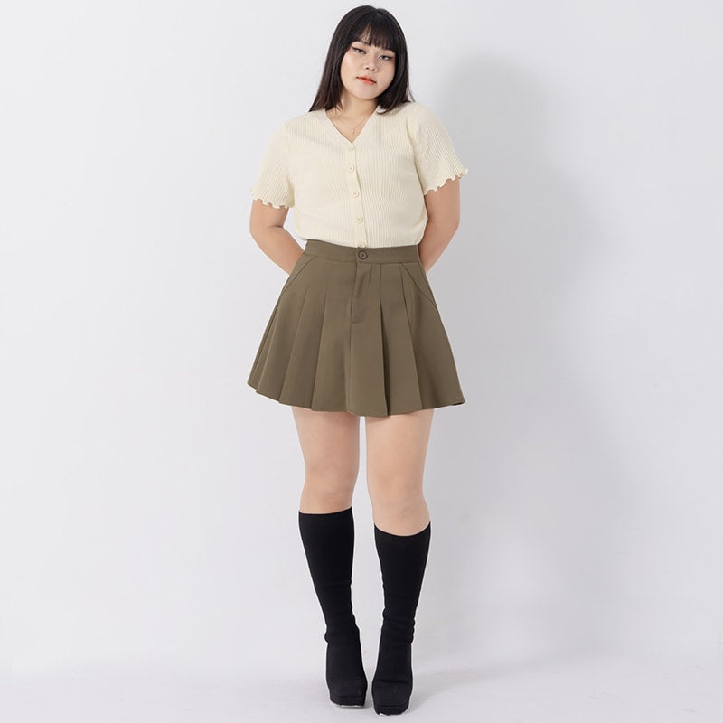 MISS. Standard Perfect Fit Tailored High Waist Pleated Plus Size Skirt