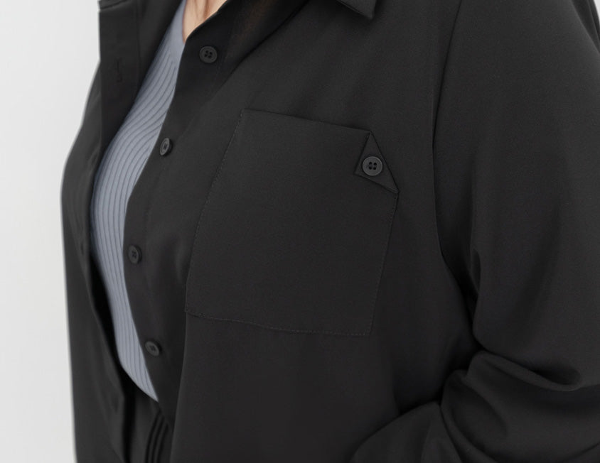 MISS. Wrinkle-Resistant Textured Multicolor Pocket Plus Size Shirt