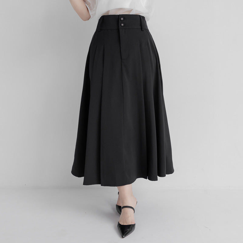 MISS. Wrinkle-Resistant Tummy Flattering with Back Elastic Plus Size Tailored Maxi Skirt