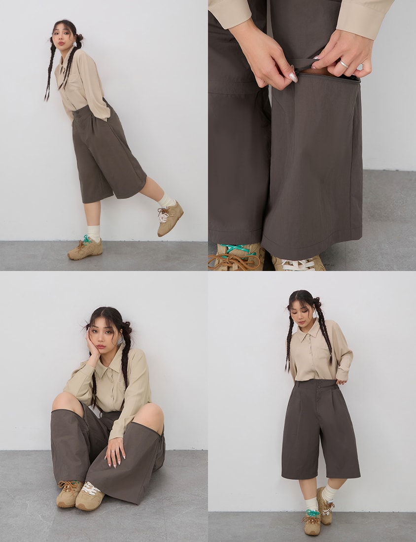 High Waist Convertible Plus Size Utility Pants
