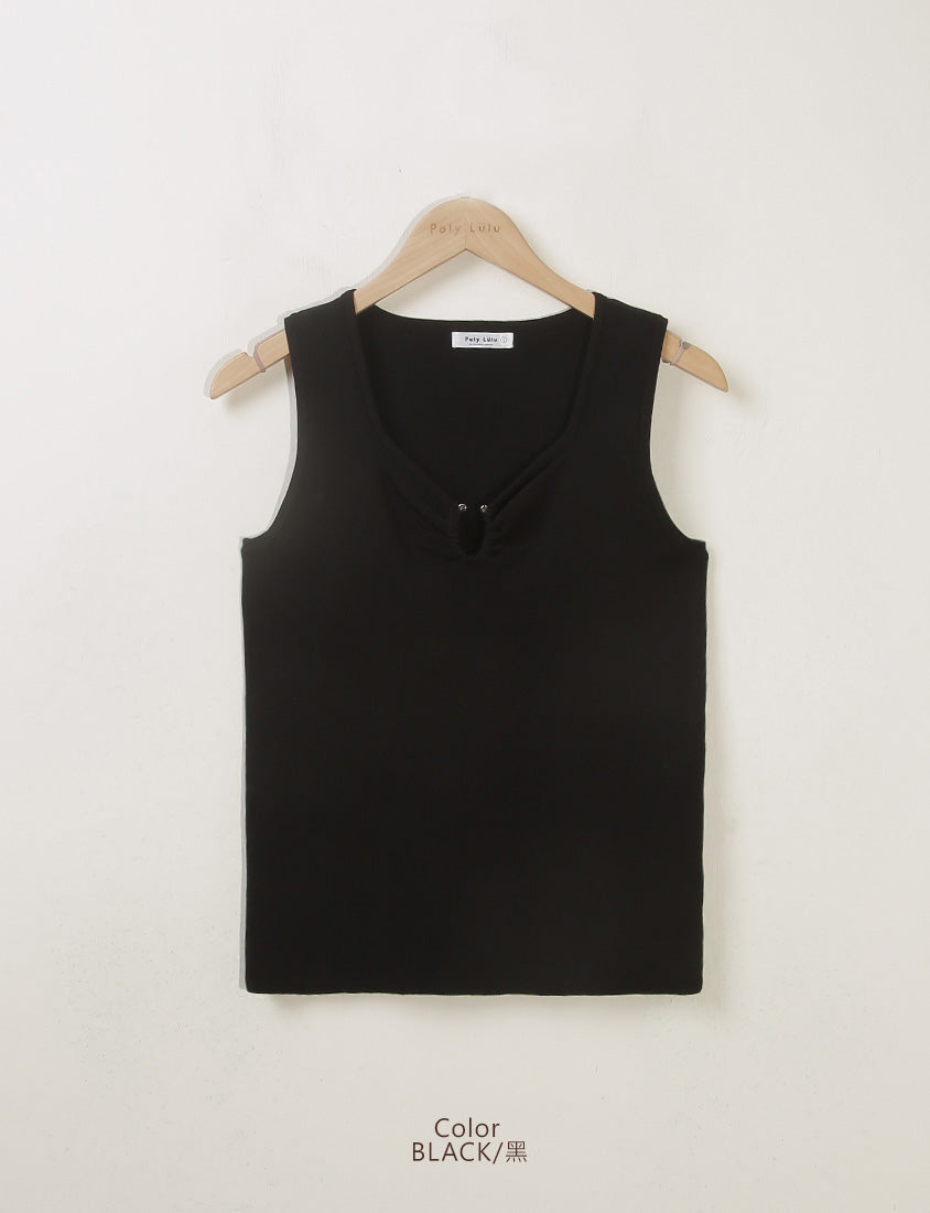 MUA! Sexy Ruched Knit Ring-Detail Plus Size Knit Cami