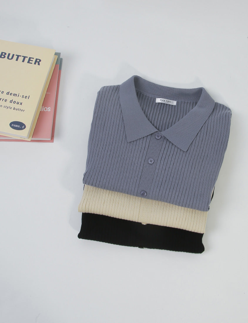 MISS. Versatile Icy Silk Faux Button Collar Plus Size Top