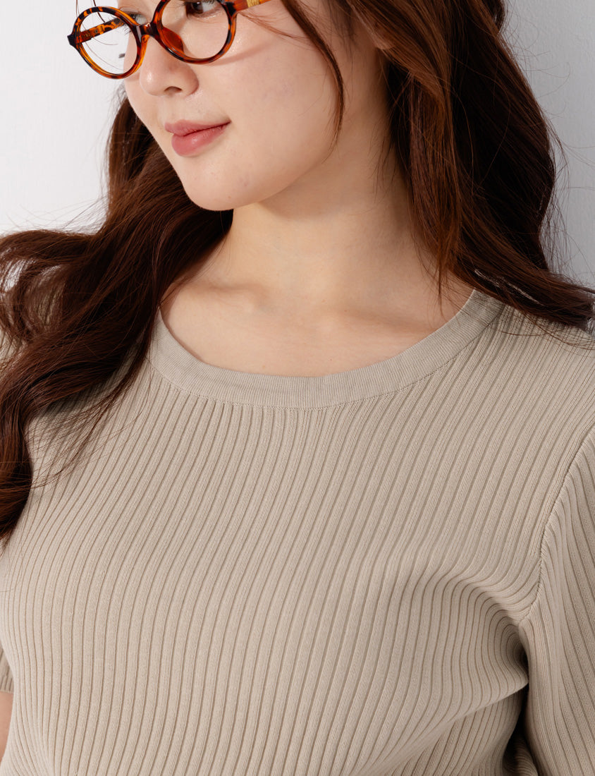 Cooling Lyocell Knit Plus Size Short Sleeve Top