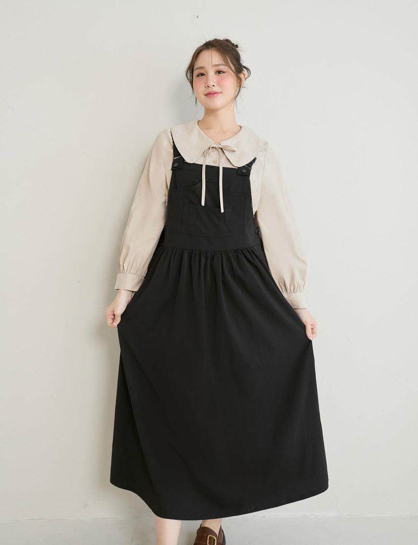 Sweet Multicolor Collar Tie Puff Sleeve Plus Size Shirt