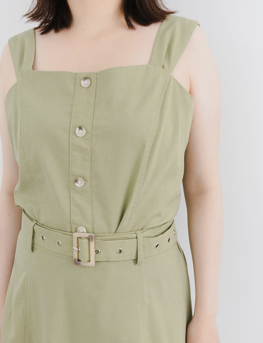 Cotton Linen Faux Button Slimming Panel Plus Size Camisole
