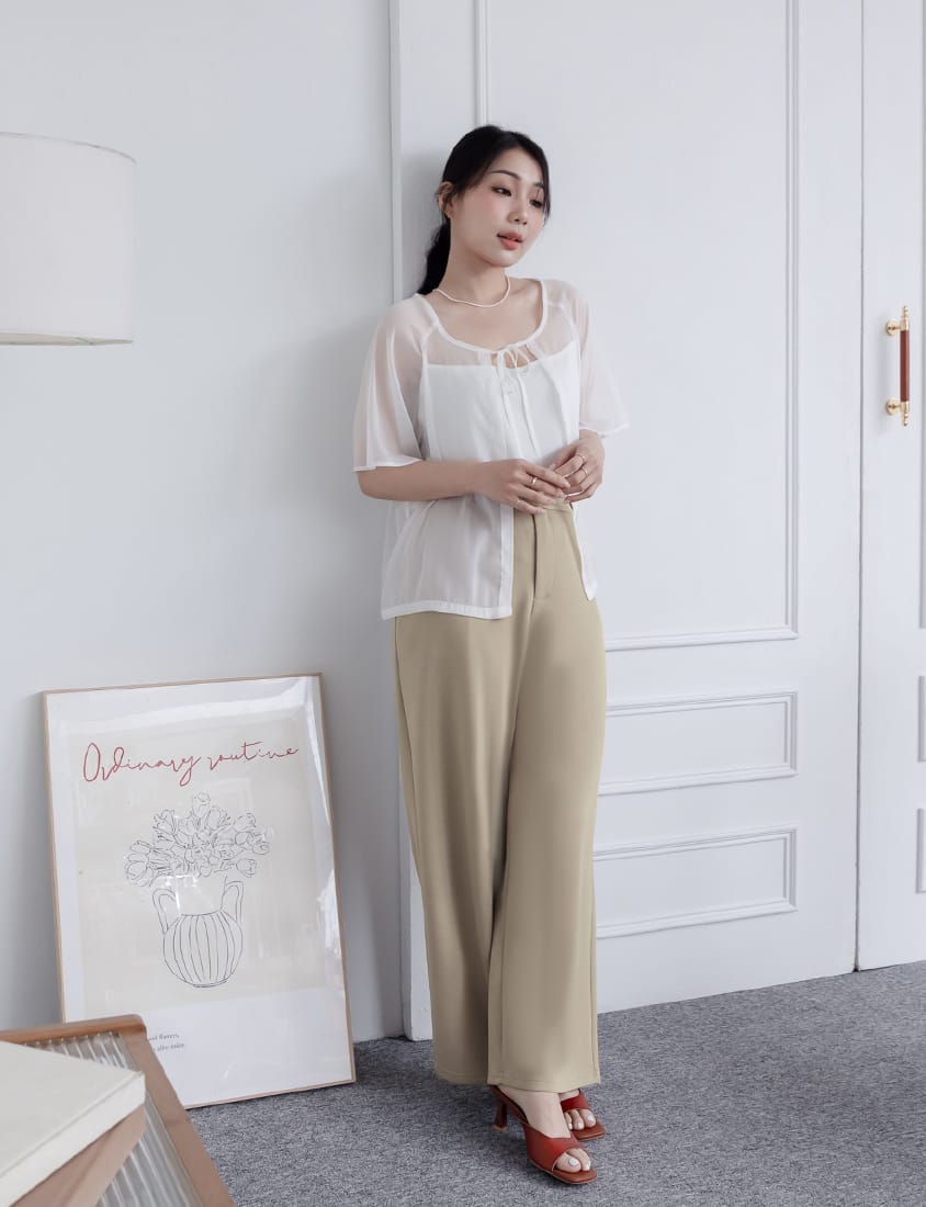 Miss. Space Cotton Back-Elastic Plus Size Straight-Leg Pants
