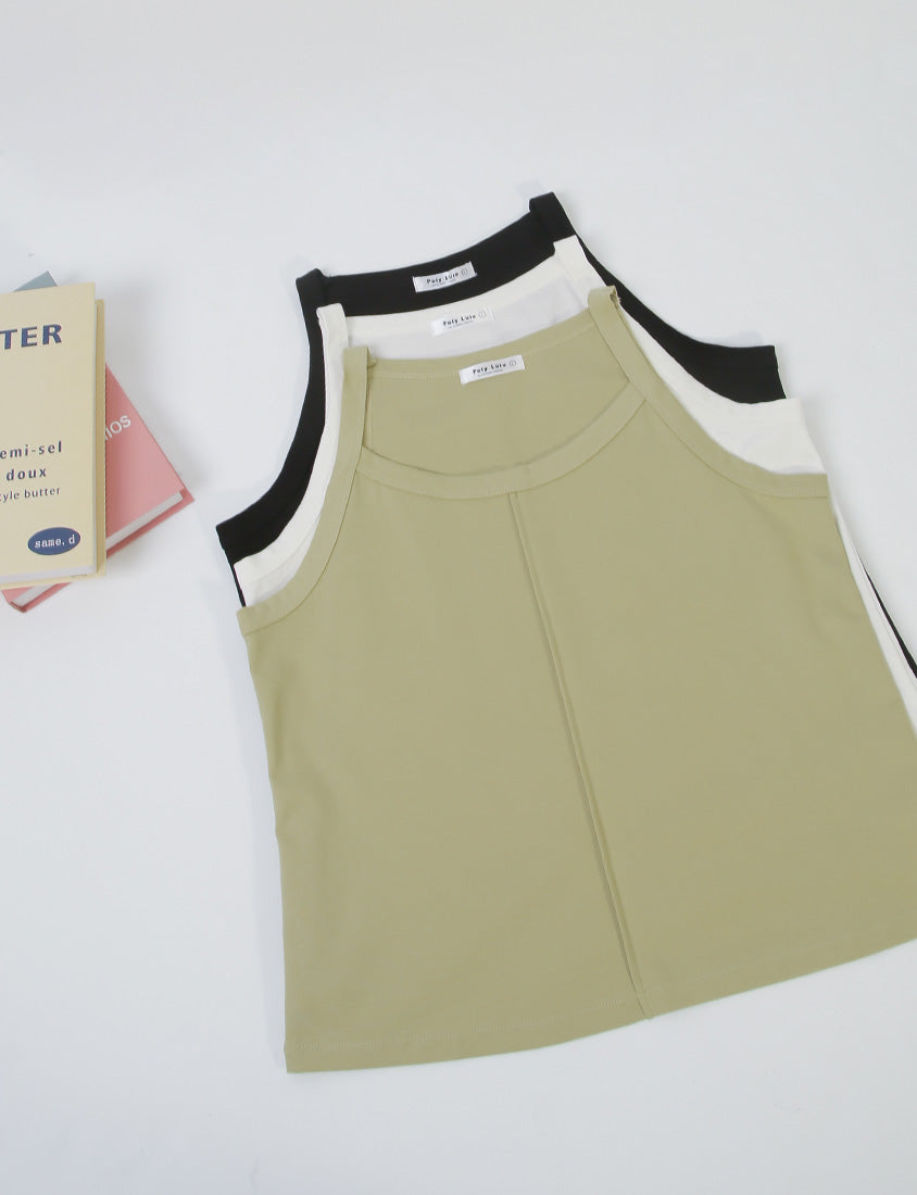 MISS. Silky Cooling Sleeveless Cut Stitch Plus Size Tank Top