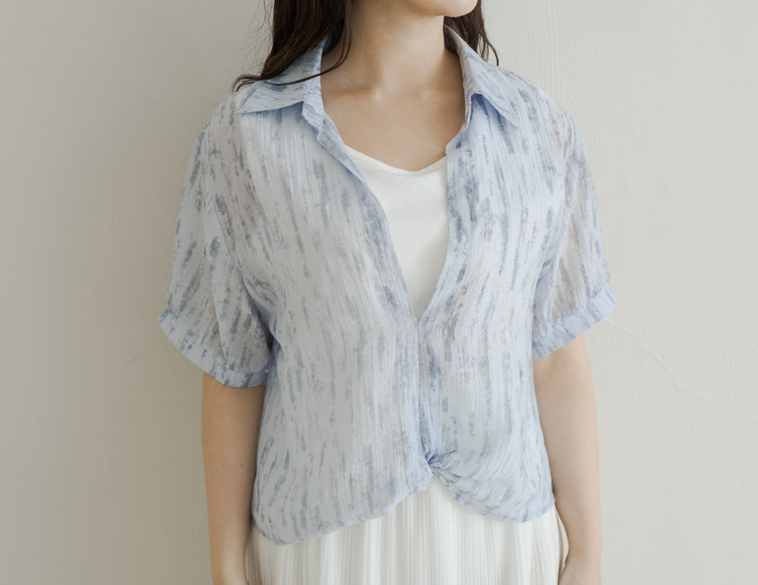 Two-Piece Tie-Dye Twisted Knot Plus Size Short Sleeve Top