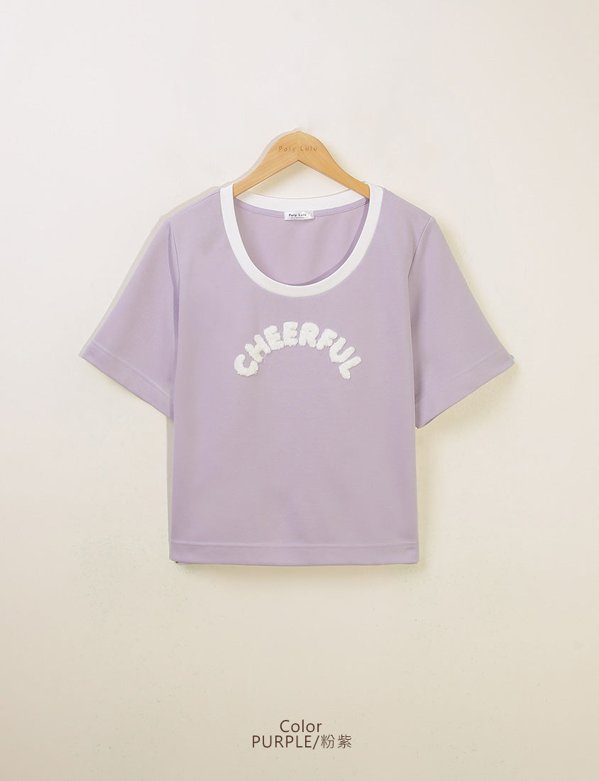 CHEERFUL Fuzzy Color-Block Plus Size Tee