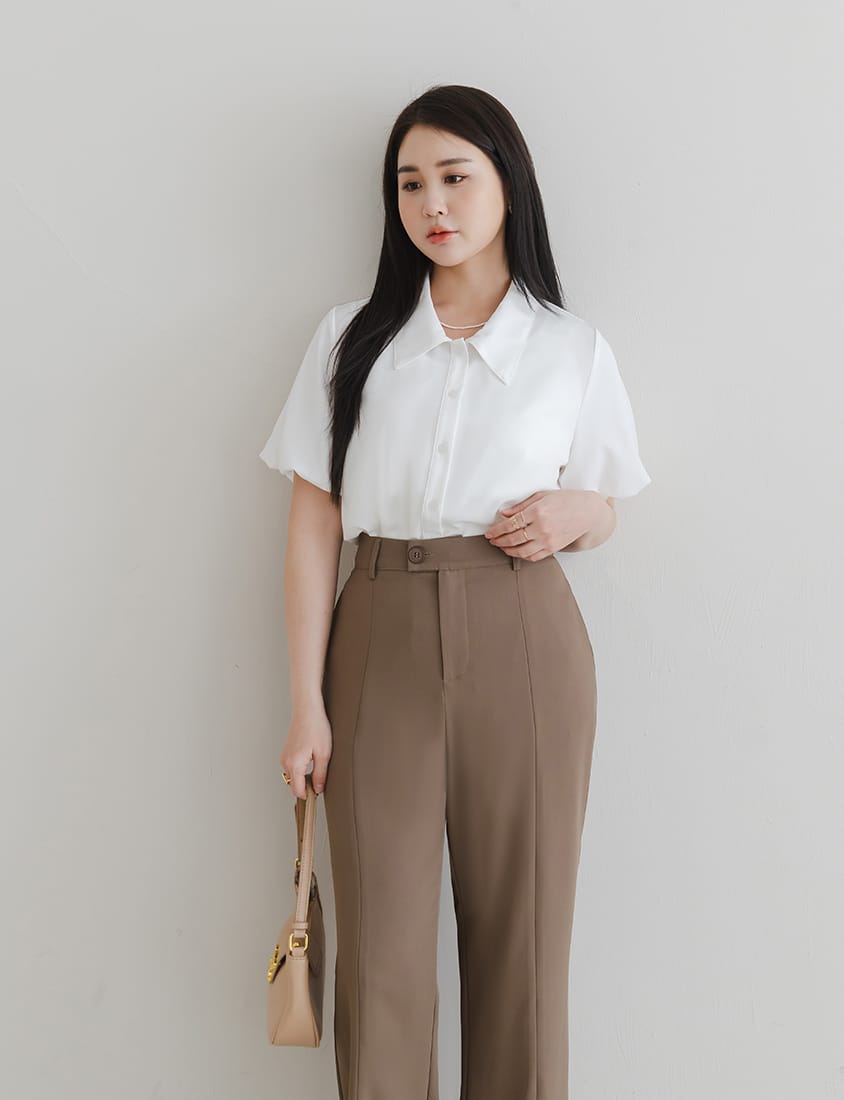 MISS. Elegant Puff Sleeve Plus Size Blouse