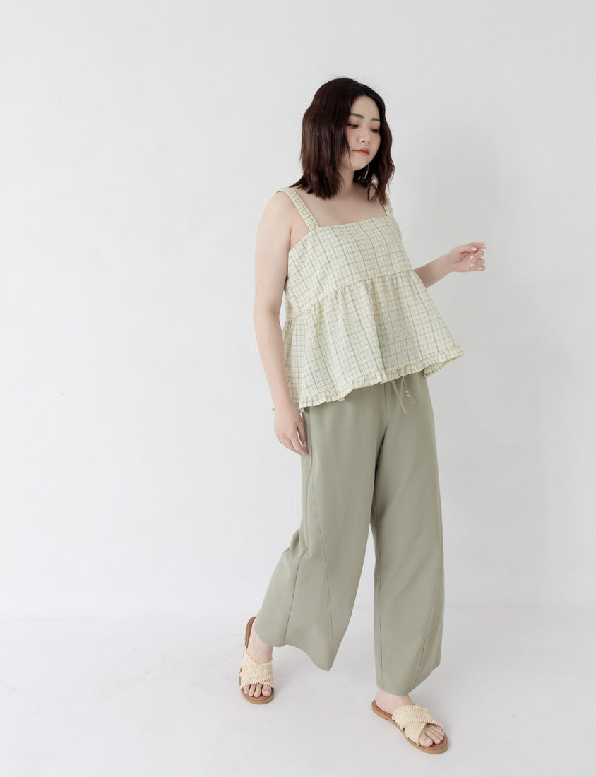 UV PRO+ Cooling Plaid Plus Size Wide-Leg Pants (with Waist-Tie)