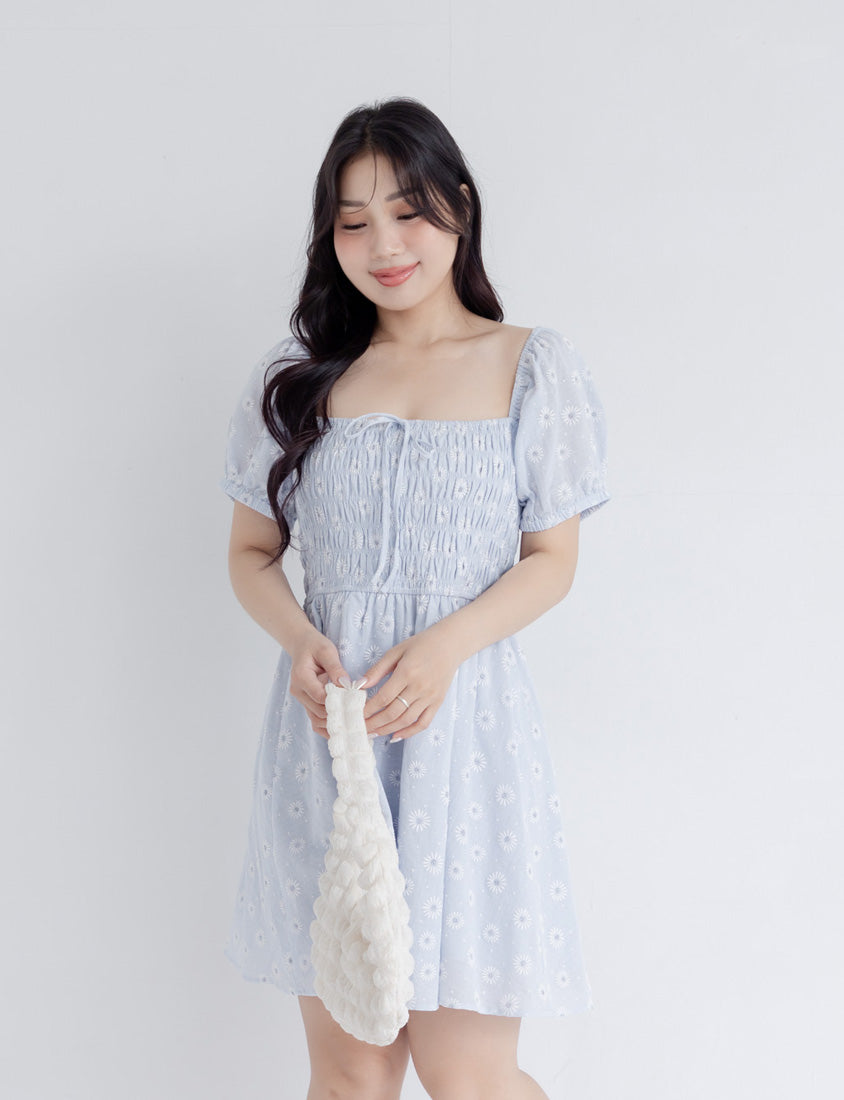 Cottagecore Two Way Floral Puff Sleeve Plus Size Mini Dress
