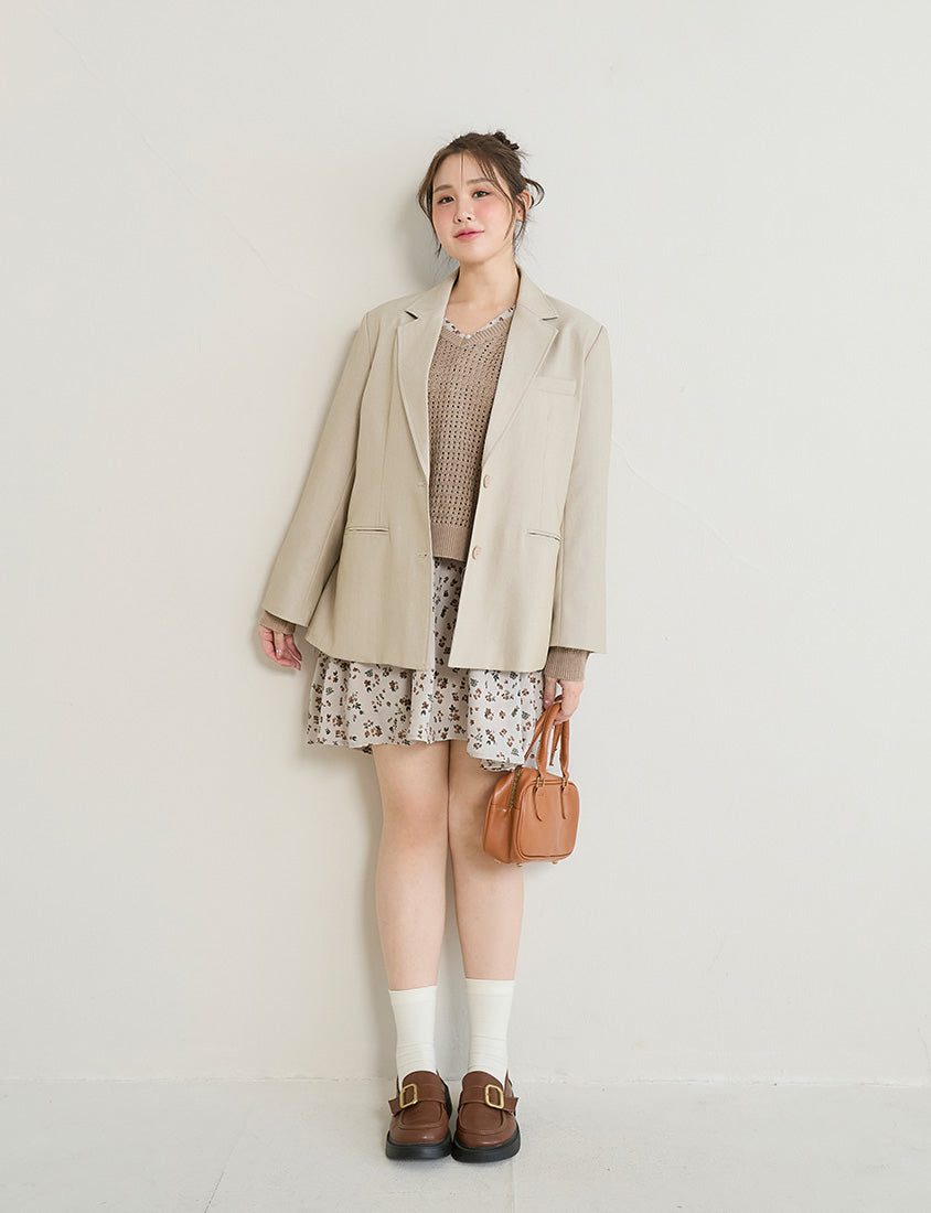 Anti-Pilling V-Neck Eyelet Plus Size Knit Top