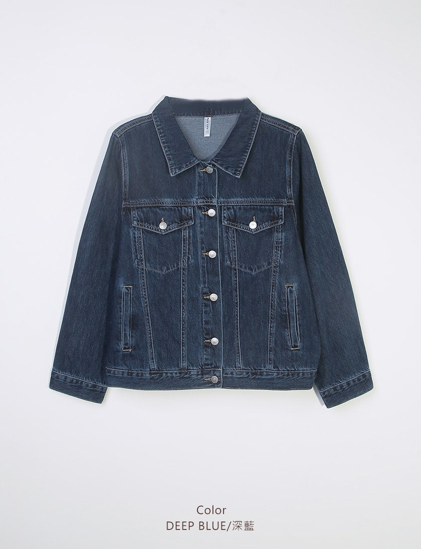 Casual Classic Denim Plus Size Long Sleeve Jacket