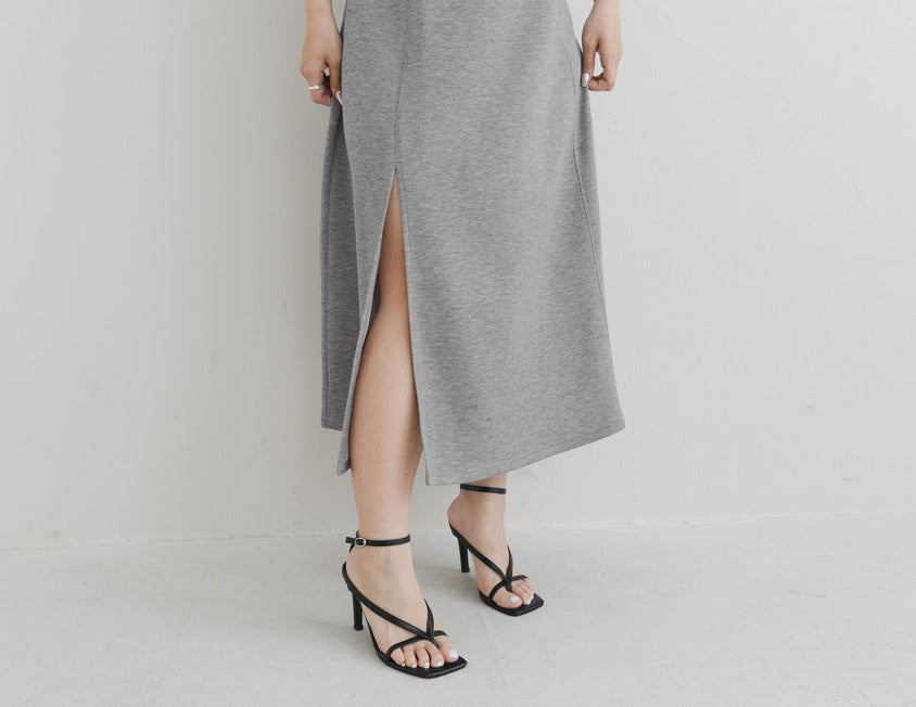 MUA! Space Cotton Adjustable Front Tie Side Slit Plus-Size Dress