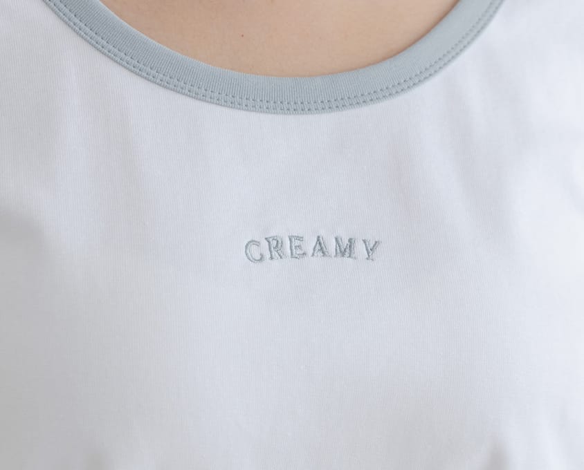 CREAMY Embroidered Color-Block Plus Size Tee
