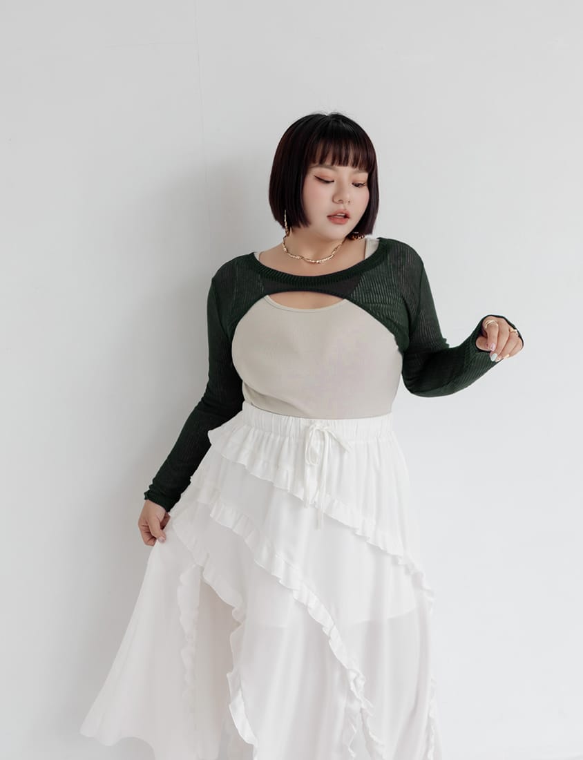 MUA! Layered Ribbed Contrast Plus Size Top