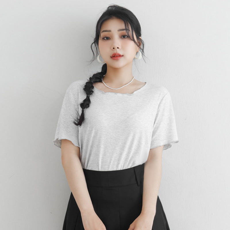 MISS. Versatile Wavy Edge Textured Plus Size Ribbed Top