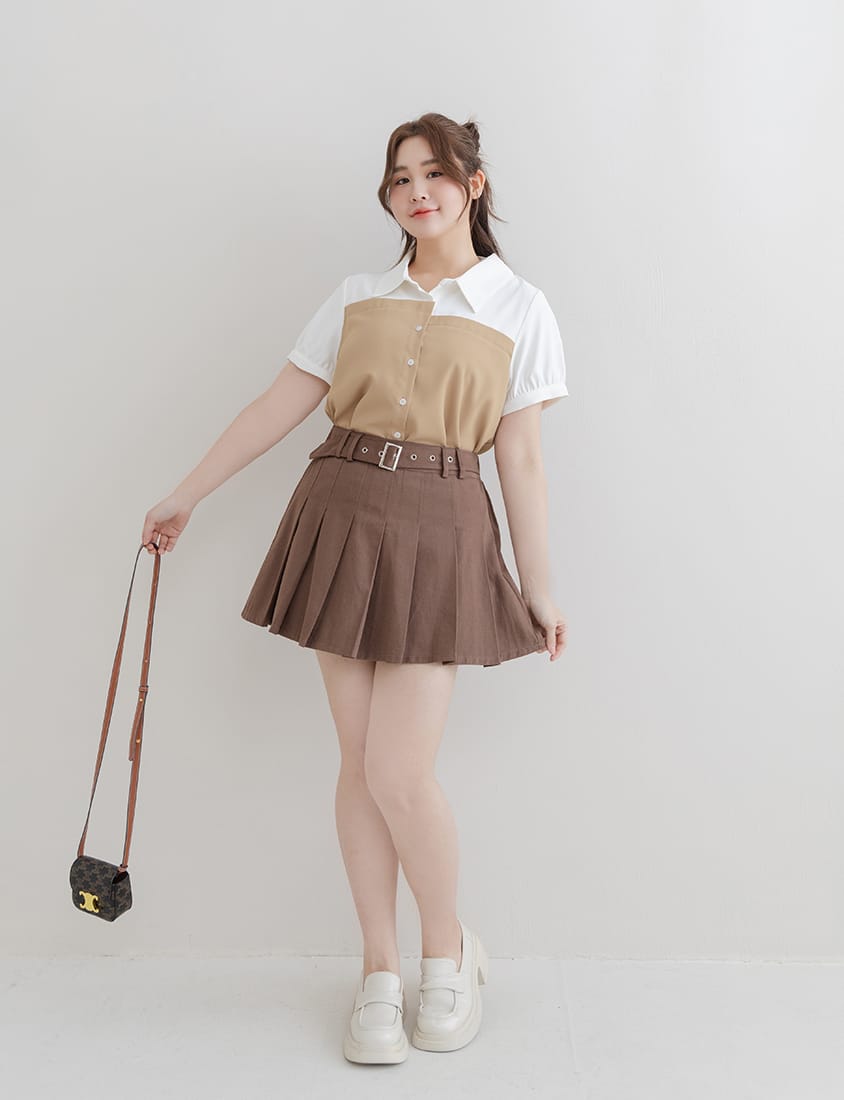 Faux Two-Piece Asymmetric Color-Block Plus Size Shirt