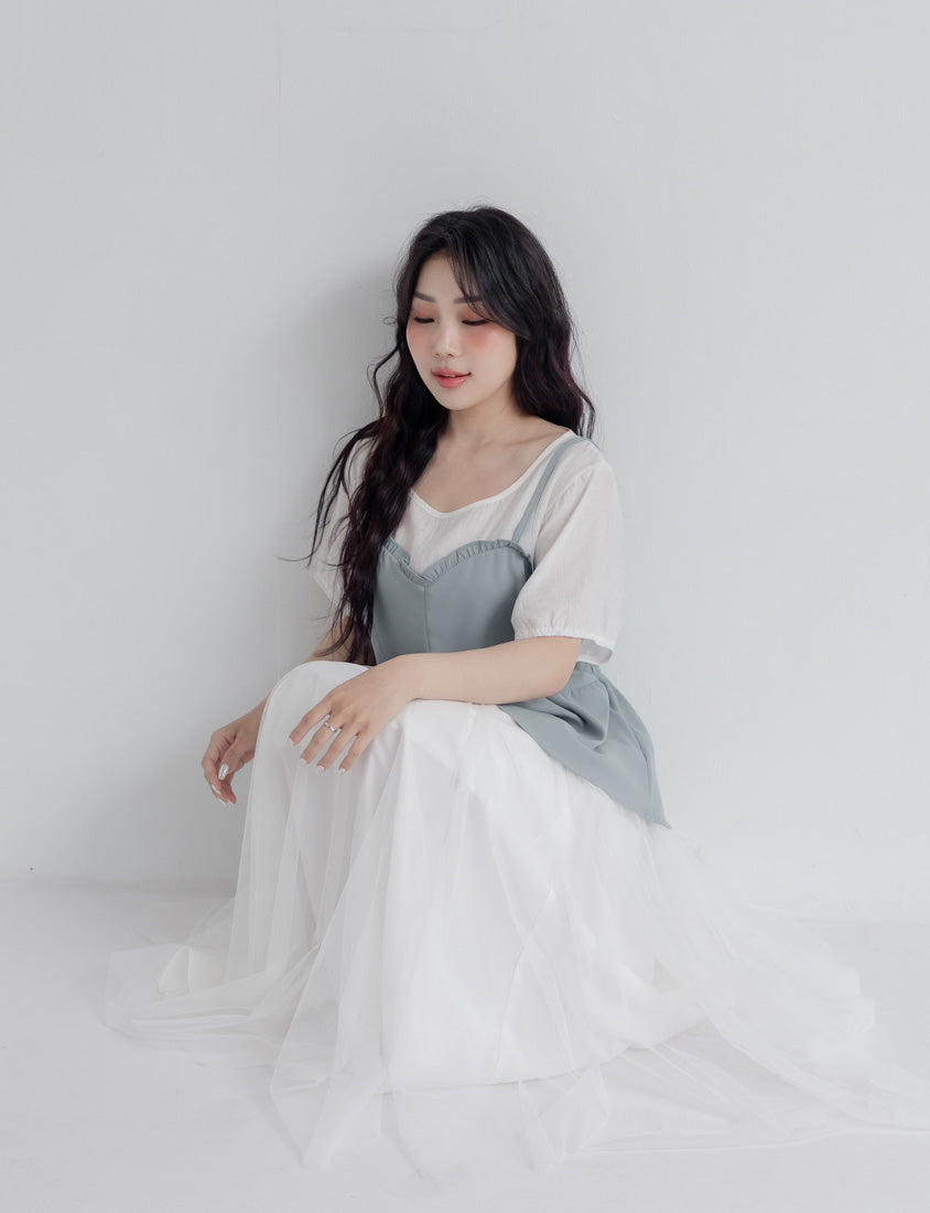 Romantic Layered Flowing Elastic Waist Plus Size Tulle Skirt