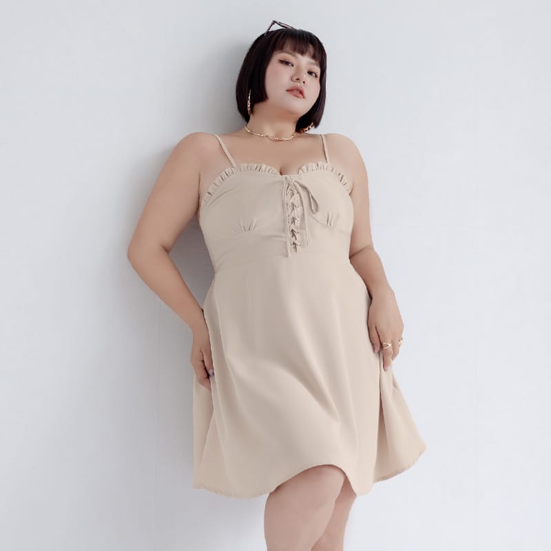 MUA! Ruffle Corset Adjustable Plus Size Mini Dress