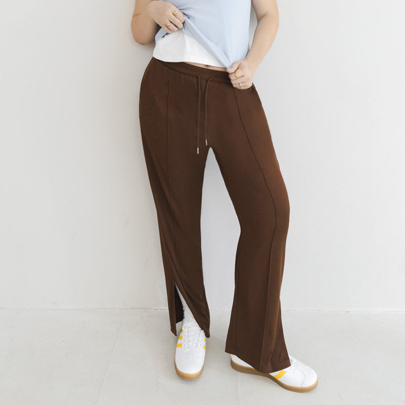 MUA! Ribbed Slimming Slit-Hem Plus Size Pants
