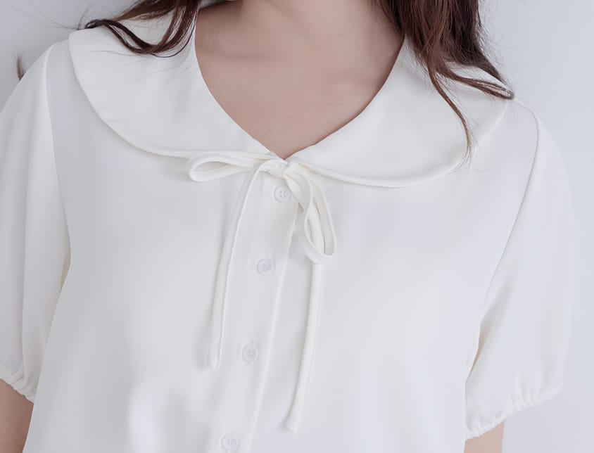 Sweet Front-Tie Oversized Plus Size Collar Blouse