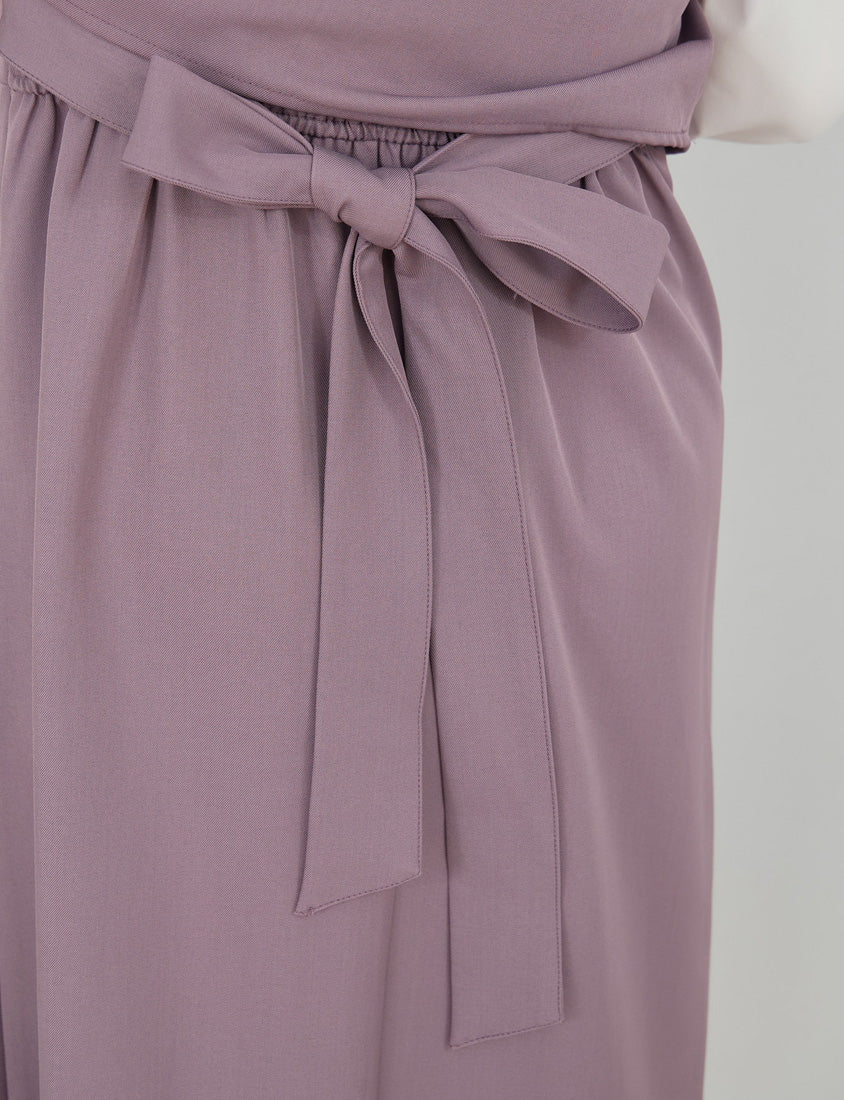 MISS. Contrast Faux Two Piece Waist Tie Plus Size Maxi Dress