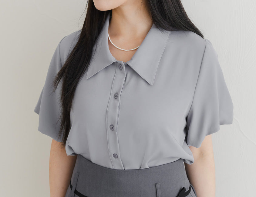 MISS. Elegant Puff Sleeve Plus Size Blouse