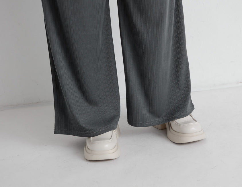 Hip-Contouring Comfy Ribbed Slimming Plus Size Wide Leg Pants