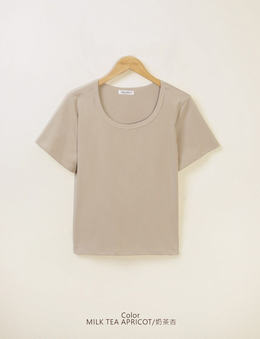 U-Neck Multicolor Plus Size Comfy Slim Tee